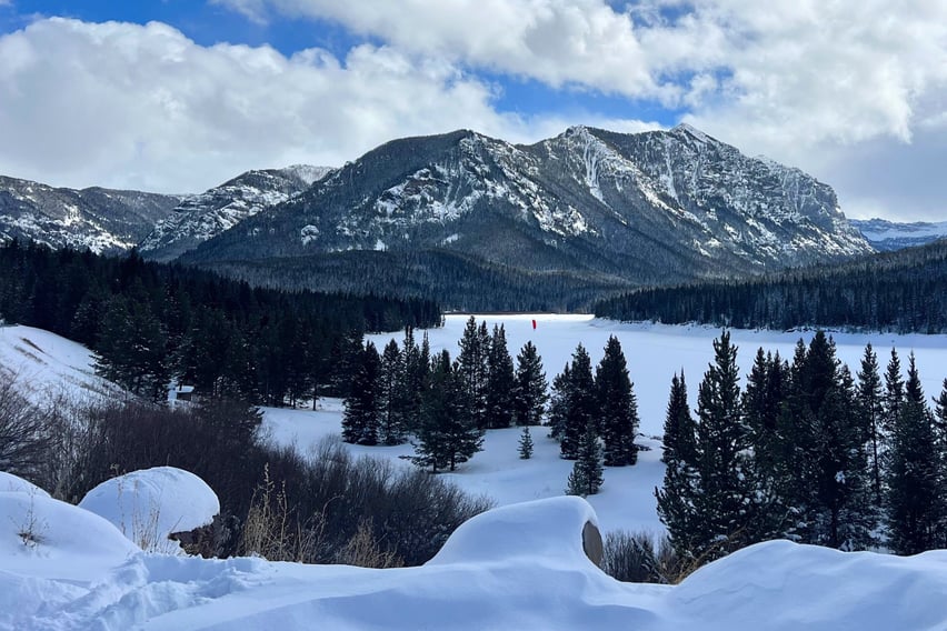 Hyalite Reservoir with a view of Hyalite Peak.