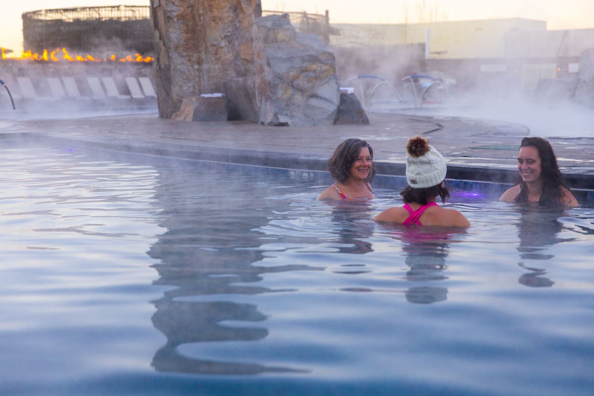 Bozeman Hot Springs-2Three women relaxing in a hot spring pool