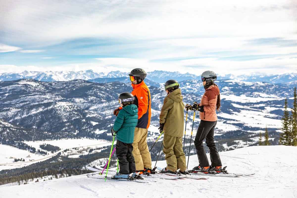Family skiing at Bridger Bowl.