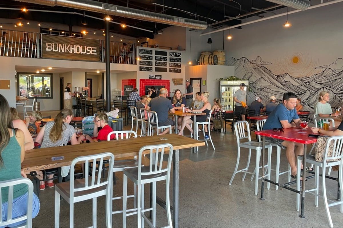 People sitting inside Bunkhouse Brewery