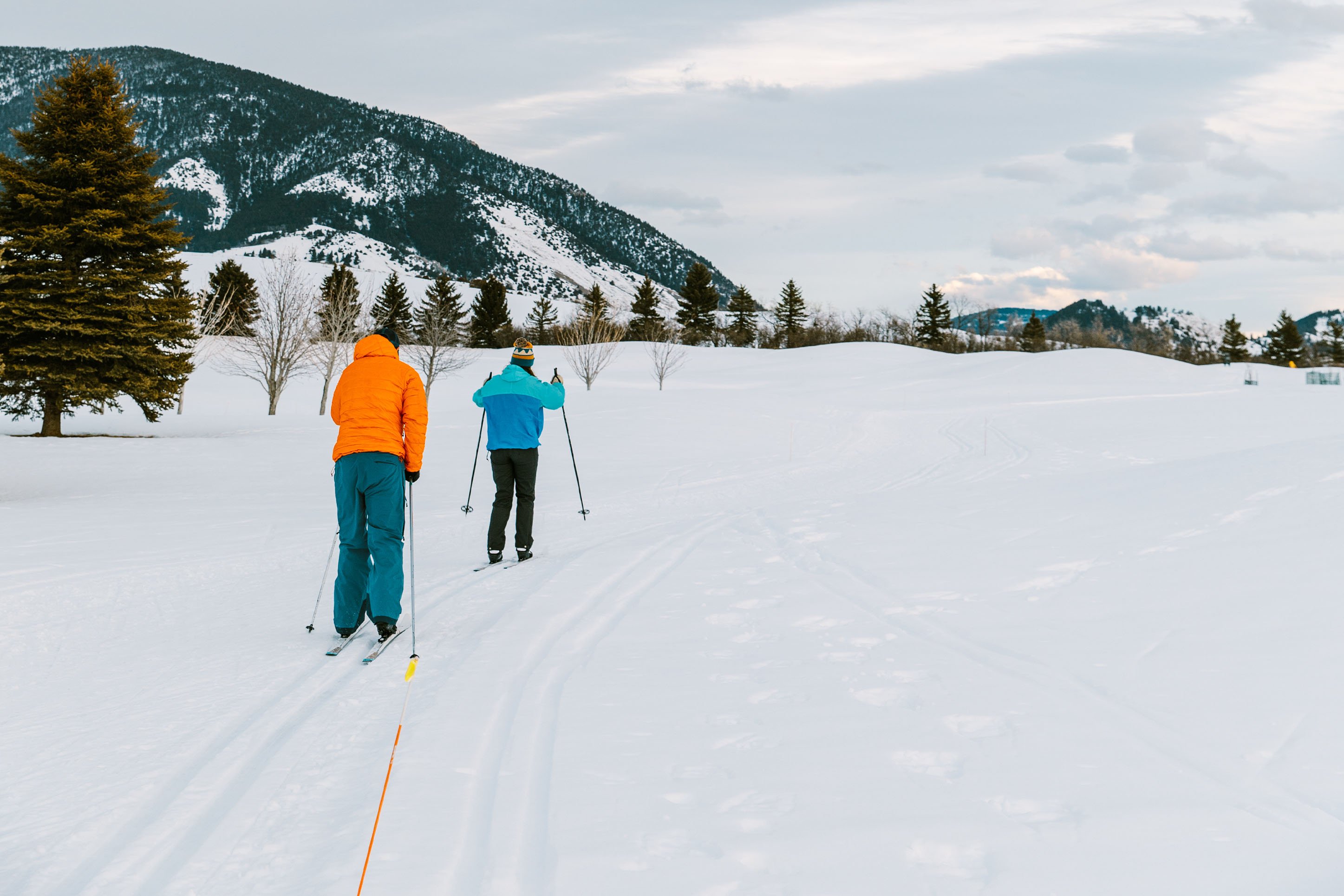 A couple of Nordic skiers at Bridger Golf Course