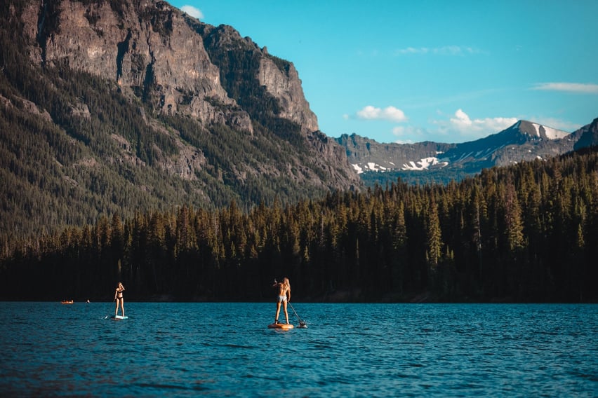 Paddle boarding on Hyalite Reservoir