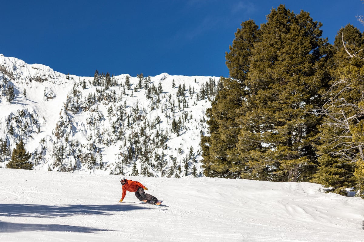 Snowboarding at Bridger Bowl