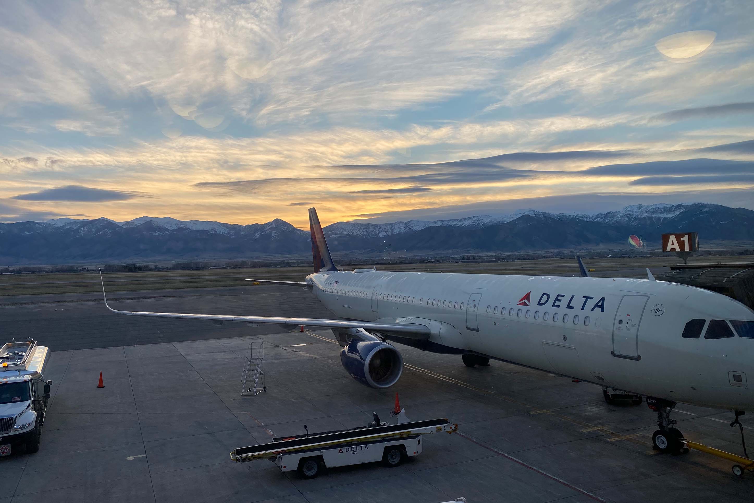 Delta Airlines plane at Bozeman Yellowstone International Airport