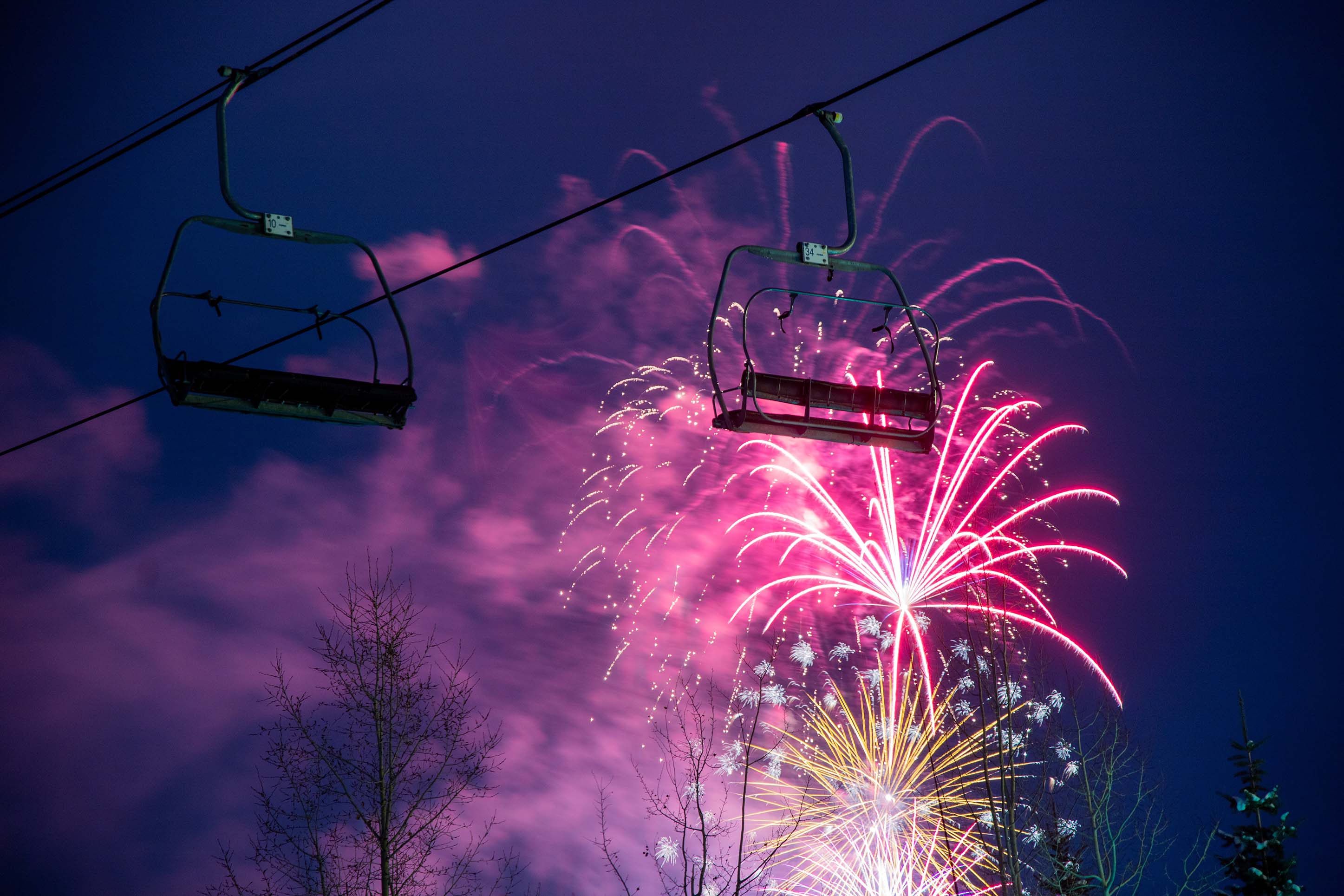 Fireworks at Bridger Bowl Ski Area for New Year's Eve