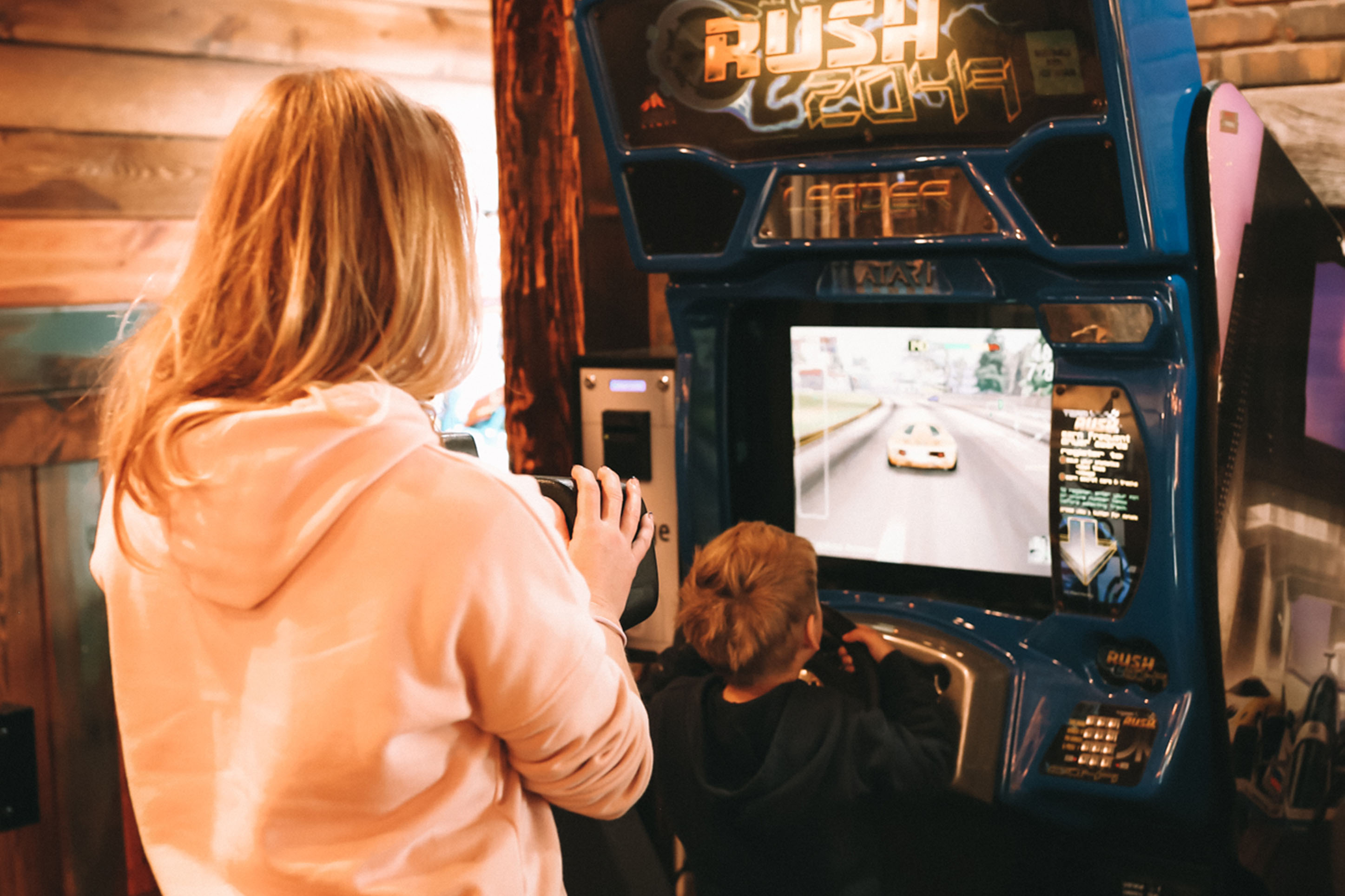 Video arcade at Freefall Brewery and Audreys Pizza. 