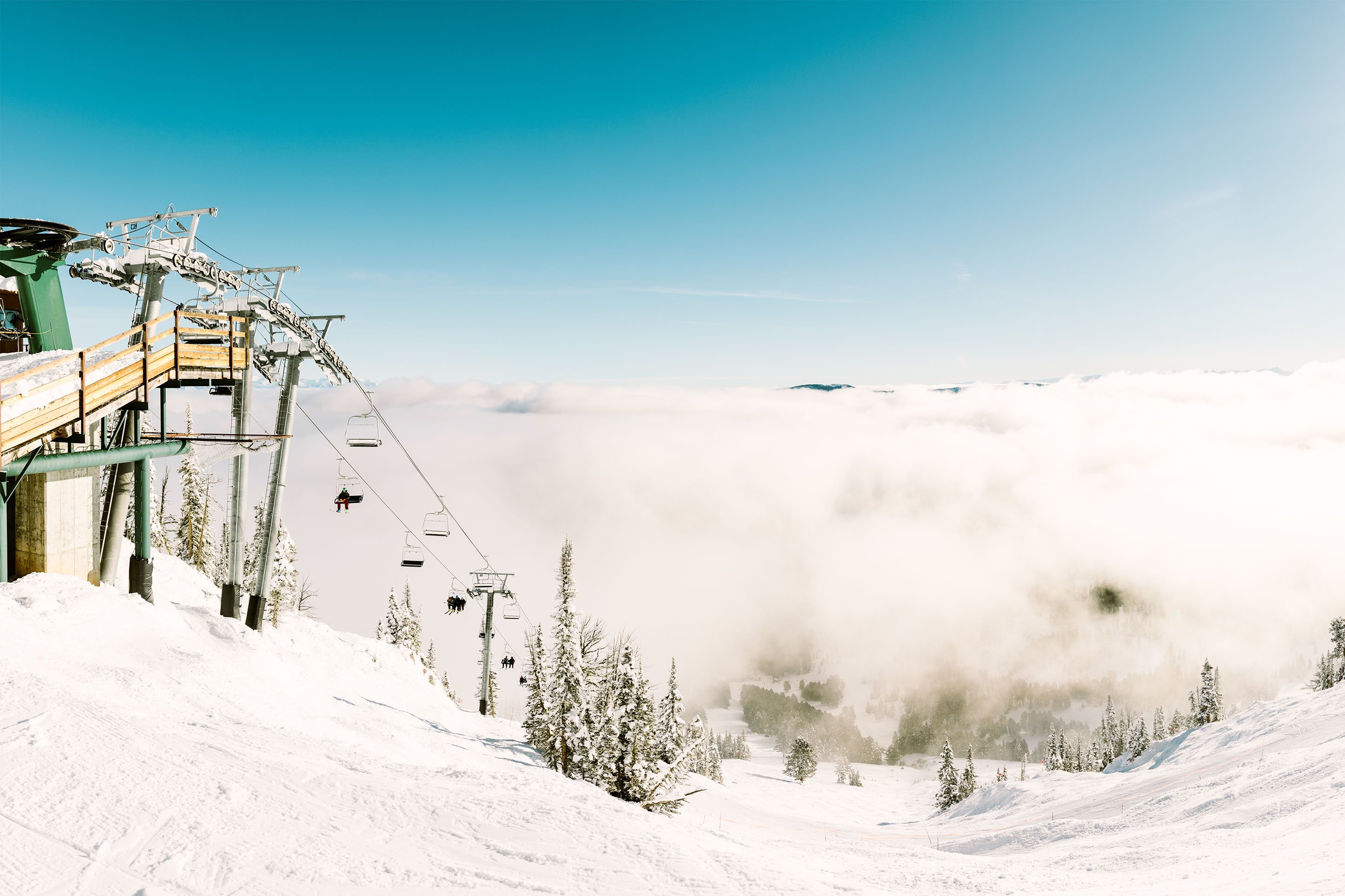 photo of Bridger Bowl ski area from the top of the lift hill