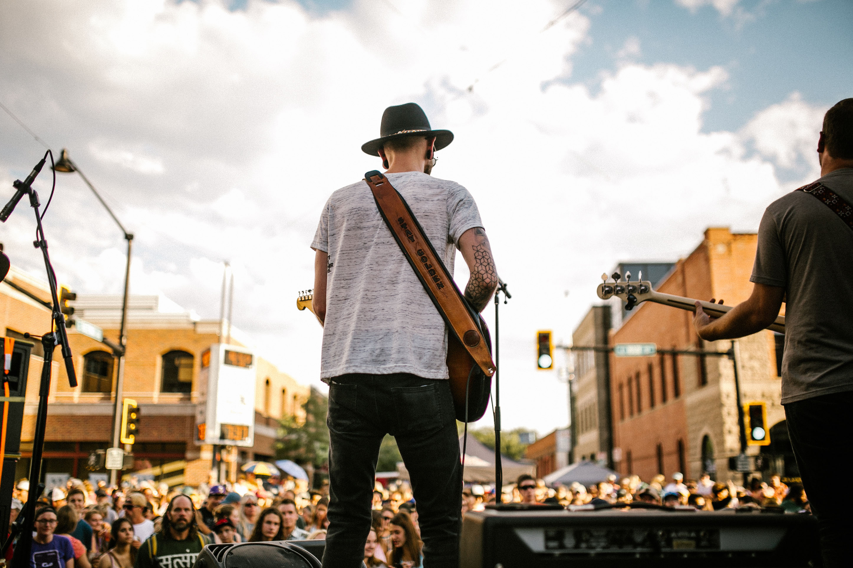 A guitarist performs for a crowd at Music on Main, Bozeman, MT