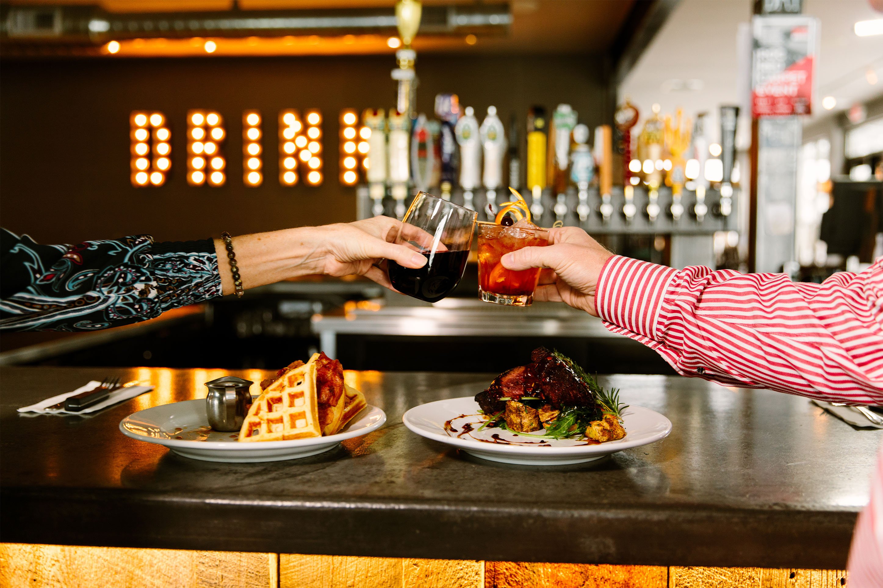 A toast over dinner in downtown Bozeman. 