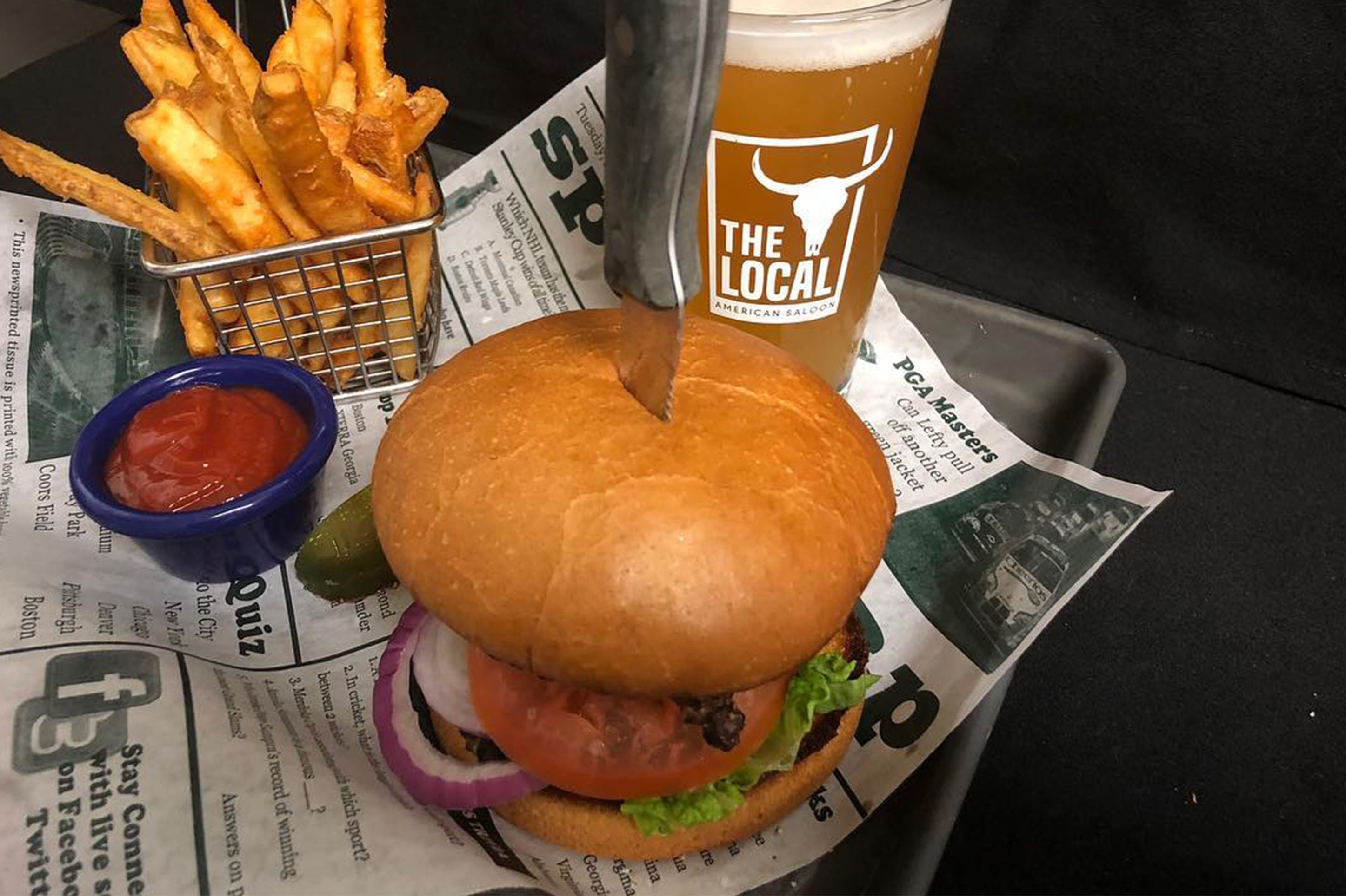 Burger and beer at The Local