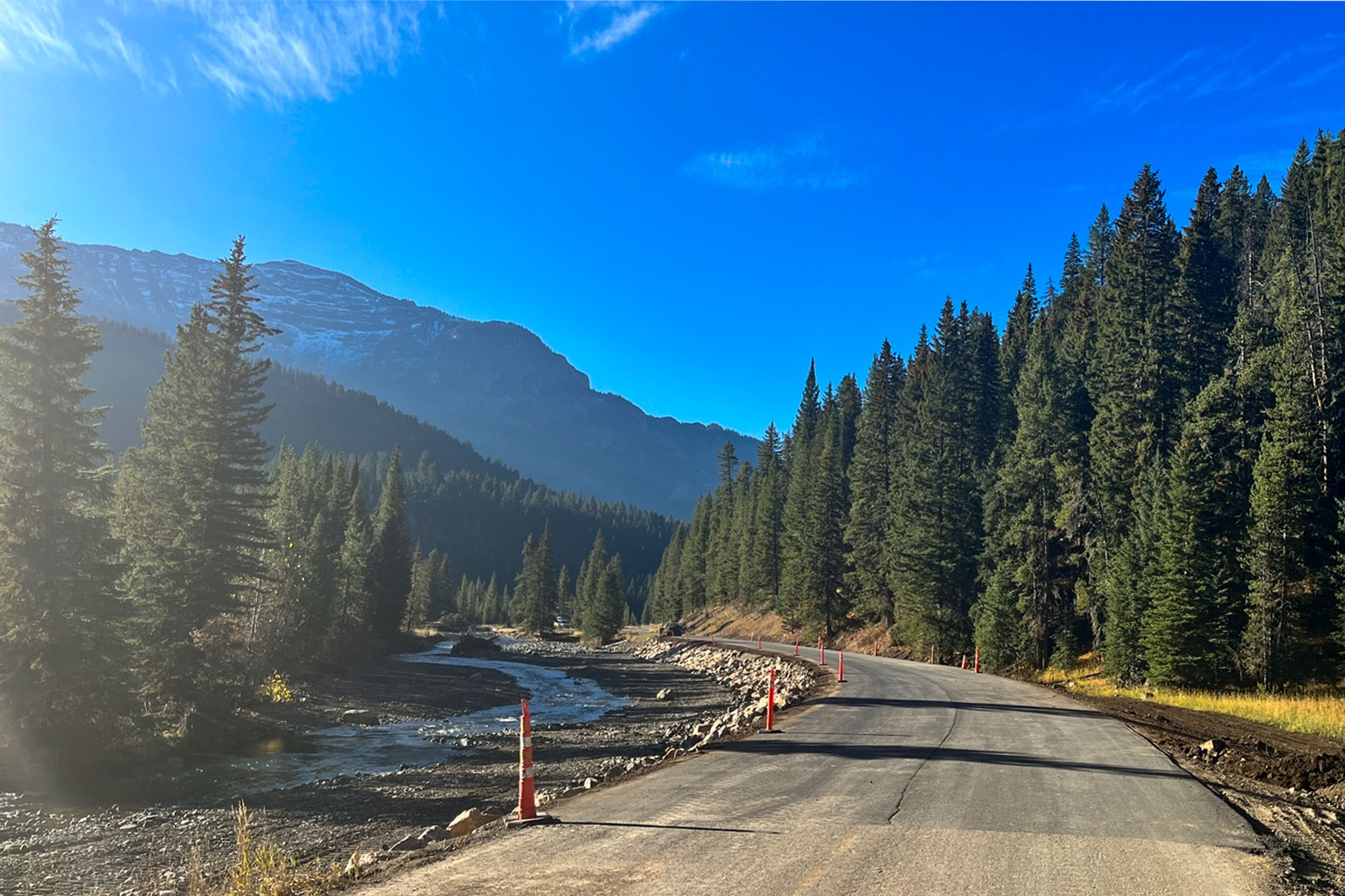 Photo of repairs to Northeastern entrance road underway