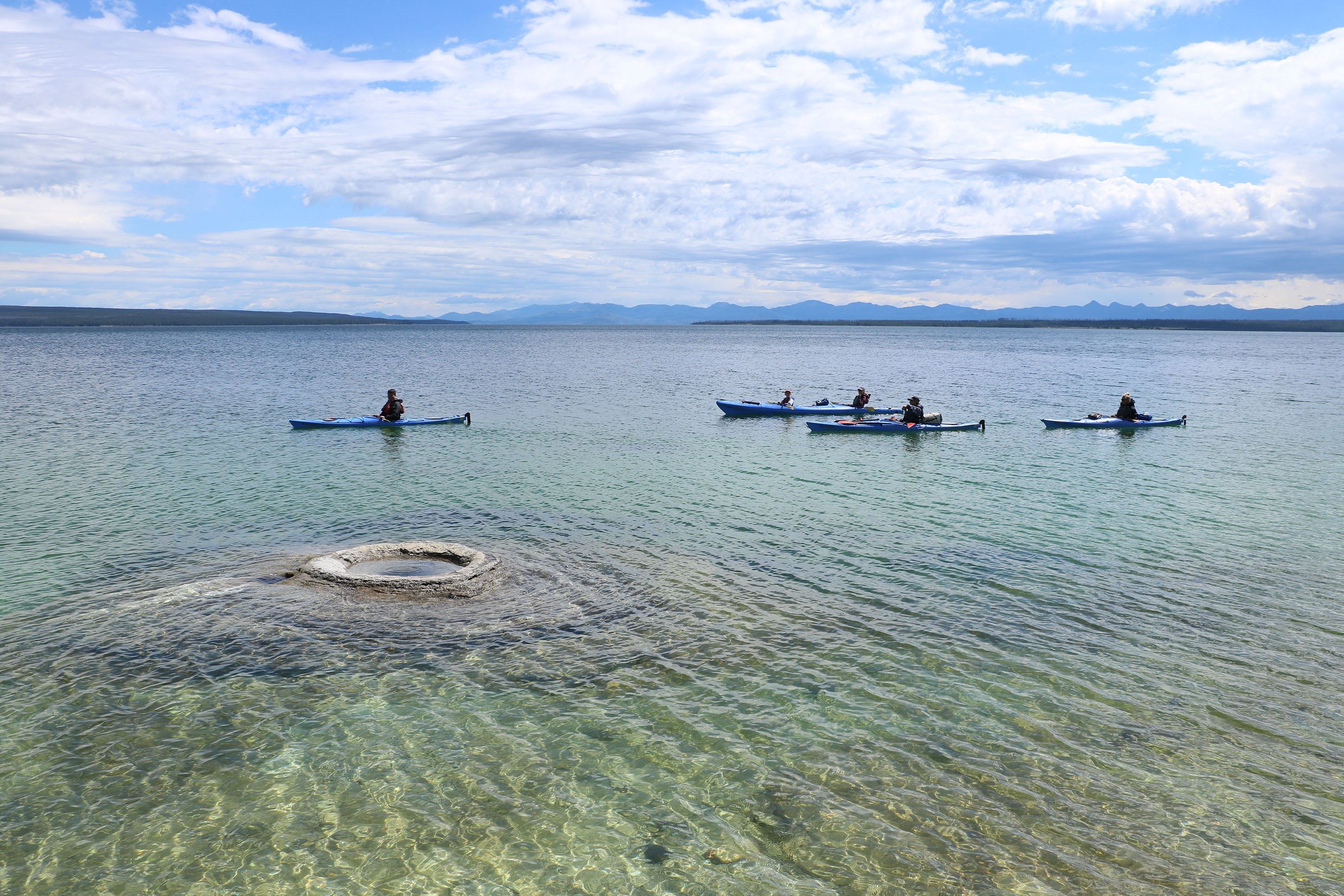 Canoeing on a lake in Yellowstone National Park