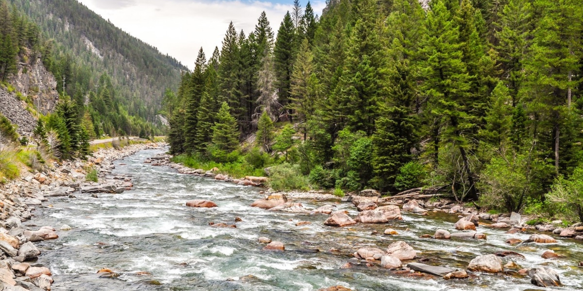Gallatin River running through Gallatin Canyon.
